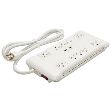 Innovera® Slim Surge Protector, 10 Outlets-2 Usb Charging Ports, 6 Ft Cord, 2880 J, White freeshipping - TVN Wholesale